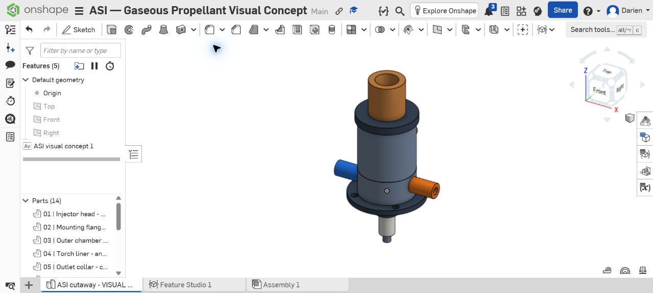 ASI exterior reference CAD concept in Onshape